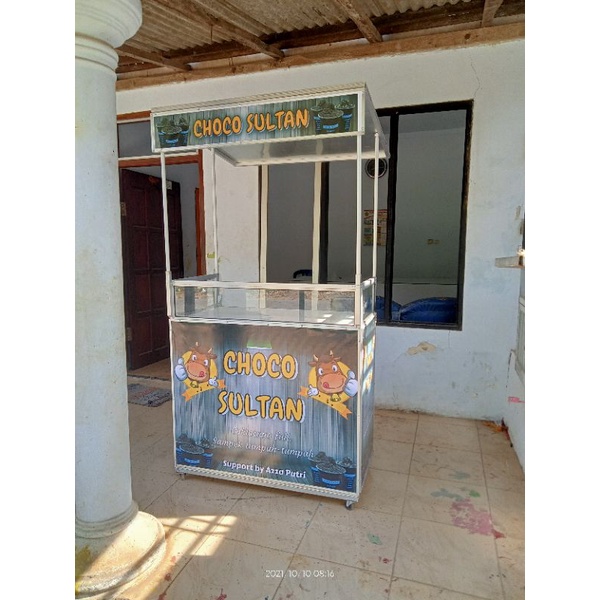 Gerobak portable/booth portable ukuran 100x50 atap laci