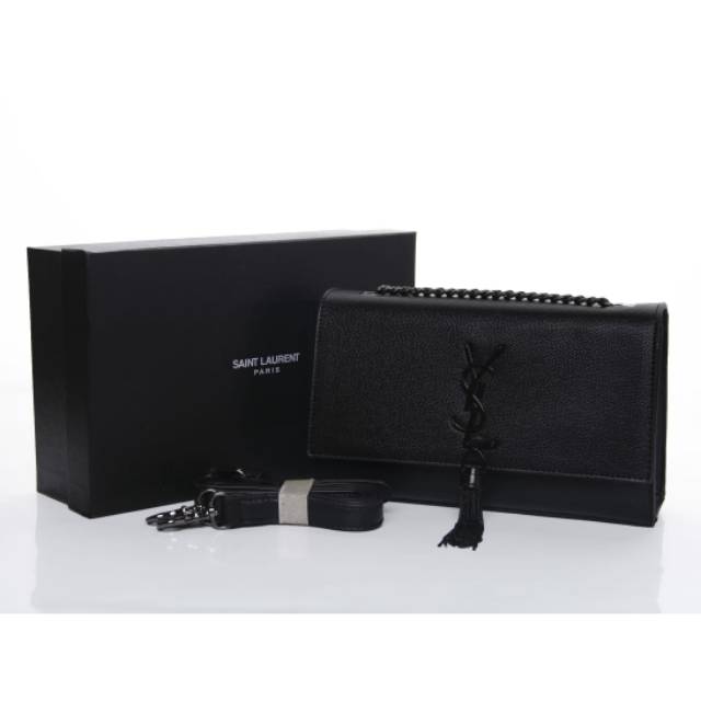 TAS TANGAN IMPORT WANITA MIRROR YSL Clutch So Black