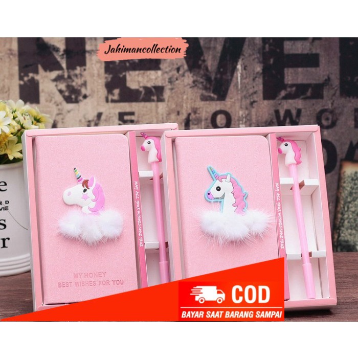 

✨ BISA COD ✨ ST090 - Set Note Book Pena Pulpen Unicorn Kaktus / Buku Diary - 1 Flamingo