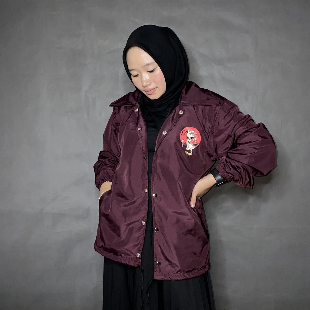 Coach Jacket Cat Warior holyrider Maroon II Jaket Coach model winbacker