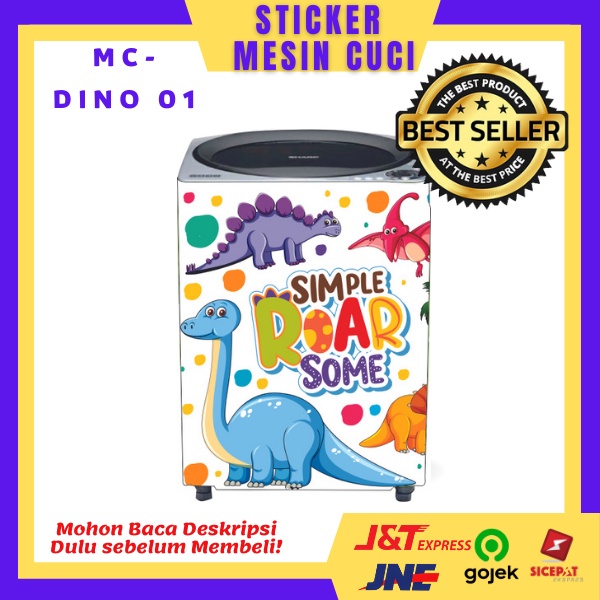 STIKER MESIN CUCI Motif DINO Bisa untuk 1Tabung atau 2Tabung / Stiker Mesin Cuci Motif DINO Full Pri
