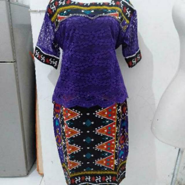 Stelan rok blus ethnik blus brokat pake motek-motek di dada