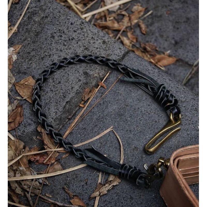 Tali Dompet Anyam Kulit Keychain Wallet