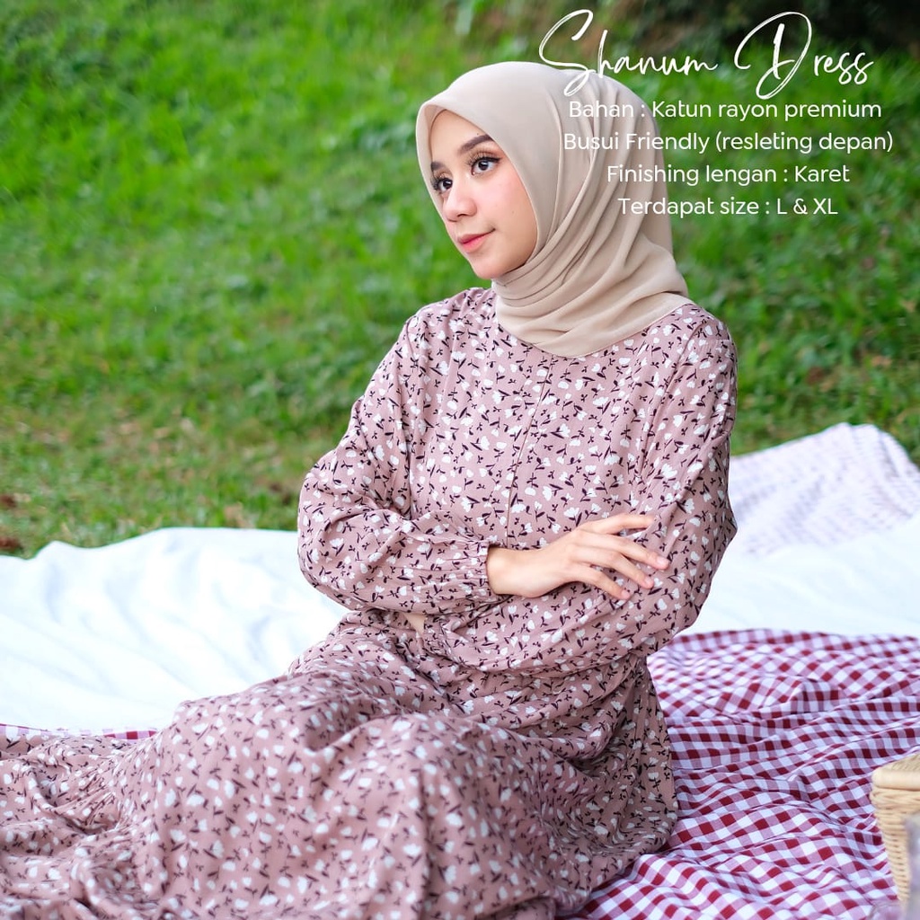 New - Gamis Dewasa Jumbo/Homey Dress Shanum-Bahan Katun Rayon Premium Motif Flower-Busana Muslimah Dewasa