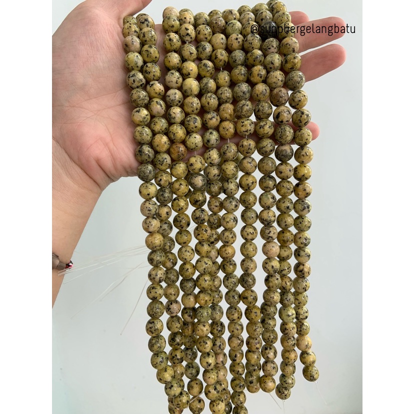 batu 10mm YELLOW RHODONITE CHALCEDONY akik kuning bacan aksesoris bahan kalung gelang kerajinan tangan craft manik