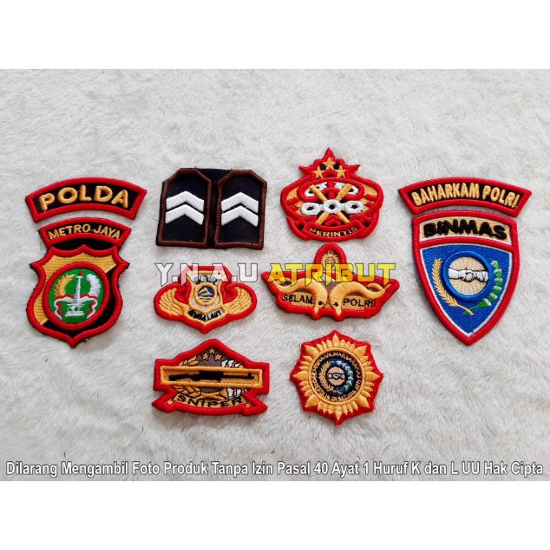 ATRIBUT PDL POLRI / PAKET ATRIBUT PDL BRIPTU POLRI BORDIR TIMBUL