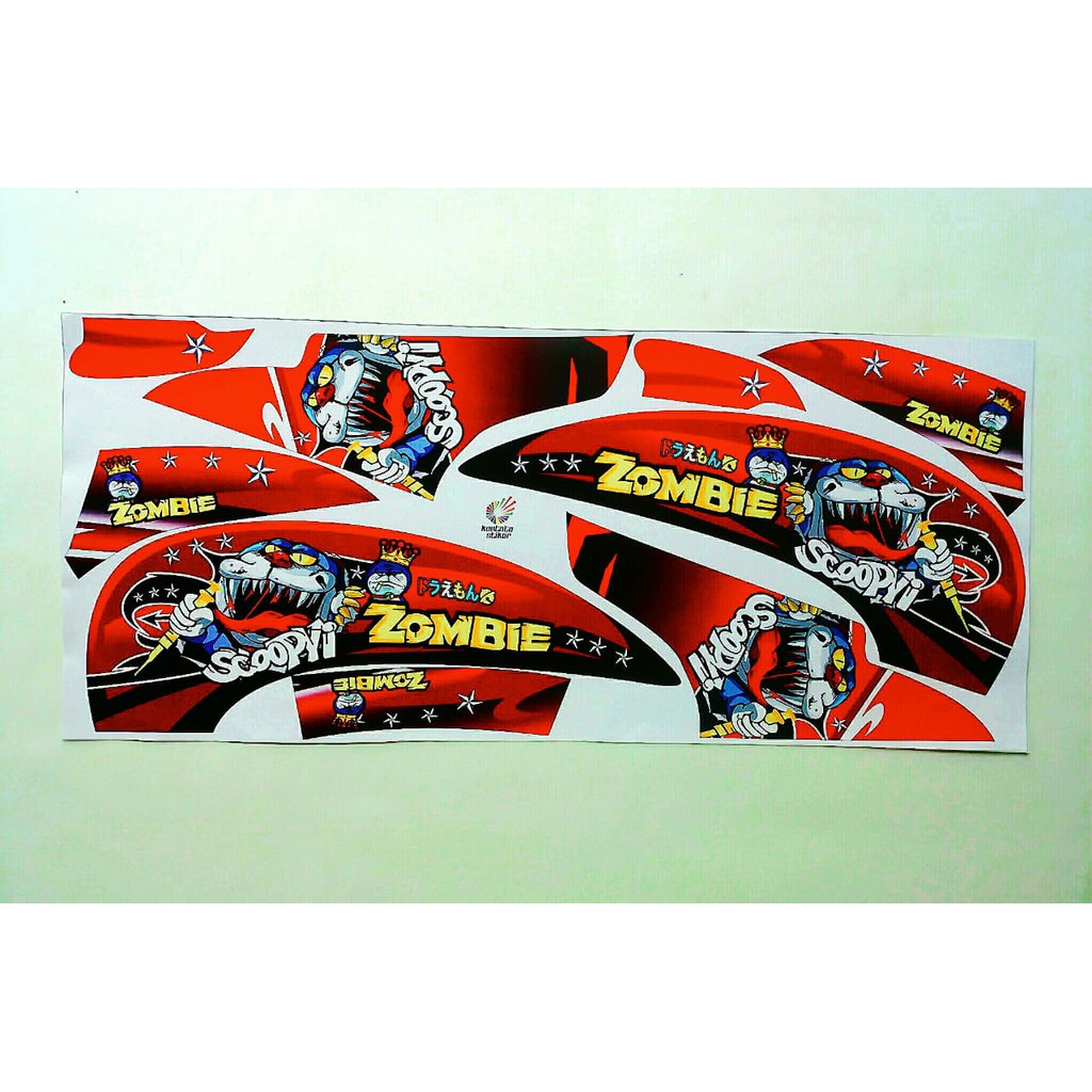 Stiker Motor Scoopy Fi Variasi zombi doraemon merah
