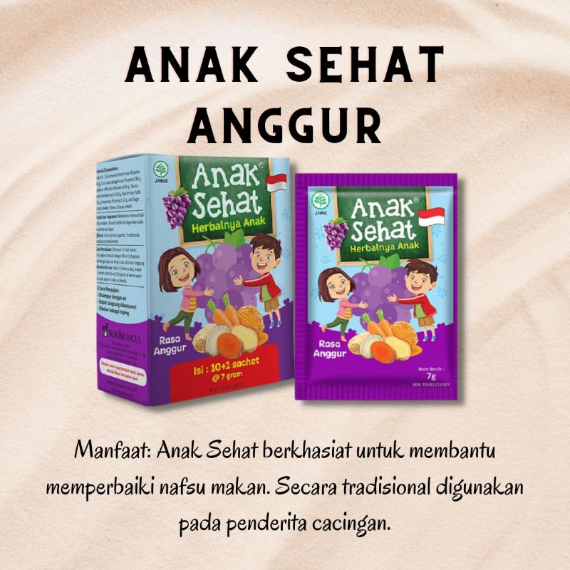 

Anak Sehat rasa Anggur isi 10 sachet Menambah Nafsu makan