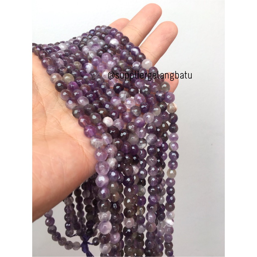 Batu kecubung brazil asli FACET 6mm CUTTING purple amethyst asli ungu brasil aksesoris akik kreasi