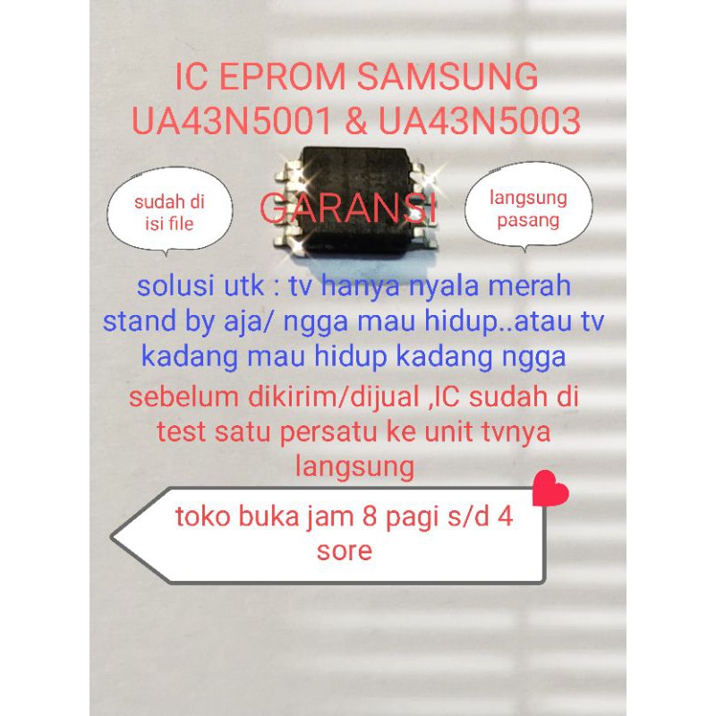 ic eprom memory tv LED Samsung type ua43n5001ak dan ua43n5003ak