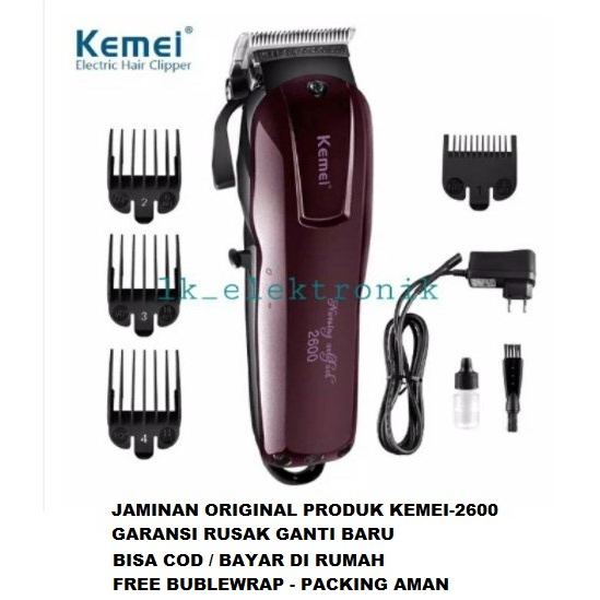 PRODUK ORI KEMEI 2600 mesin alat potong cukur rambut portable cas cass cash casan ces listrik K54