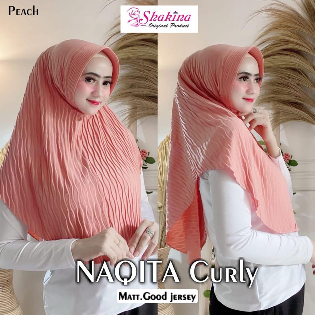Jilbab Instan Bergo Naqita Curly Plisket Ori Shakina Hijab-DUSTY