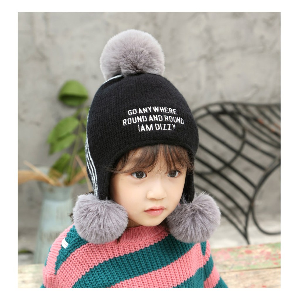 [LOGU] Topi kupluk winter pom-pom anak, Topi modis anak | Shopee Indonesia