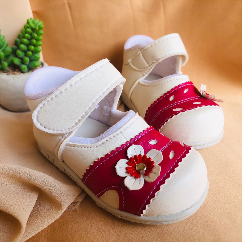 Sepatu CIT-CIT CEWEK Anak Perempuan Usia 1 2 Tahun Model Perekat Velkro Bunga Baby Girl Lucu Murah SPT ANAK BUNGA