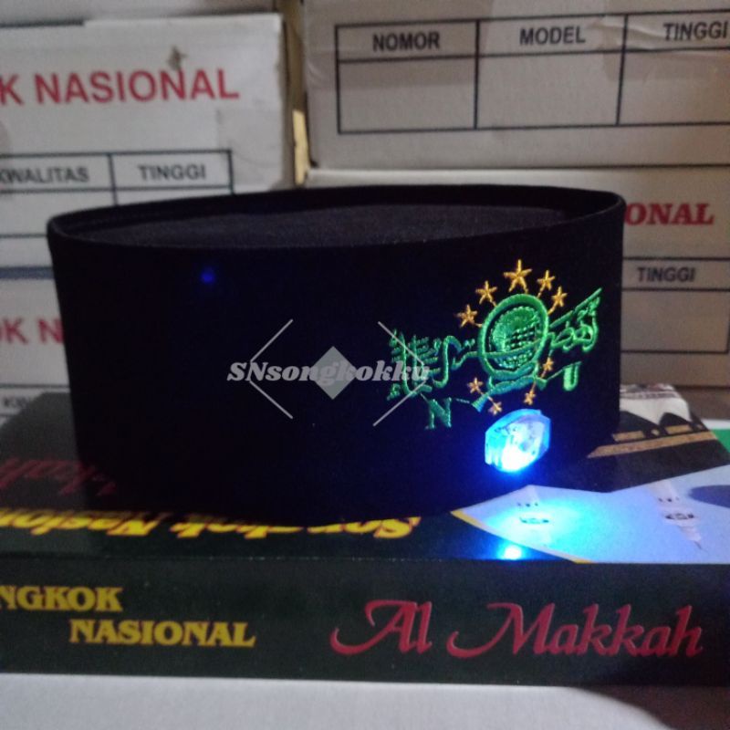 SONGKOK PECI BORDIR NU HIJAU | NU GOLD | NU MERAH PUTIH LED NYALA