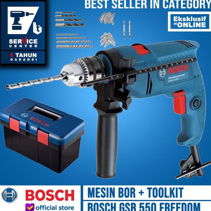 -READY- BOSCH GSB 550 FREEDOM KIT SET IMPACT DRILL BOR TEMBOK BETON 13 MM 550W