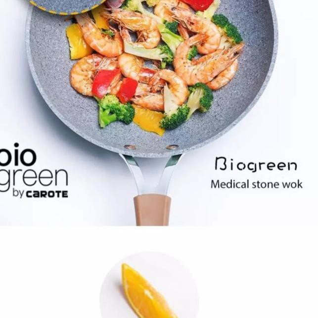 ー EEW Carote Bio Green Stirly Wok Pan With Lid 28 Cm Grosirー