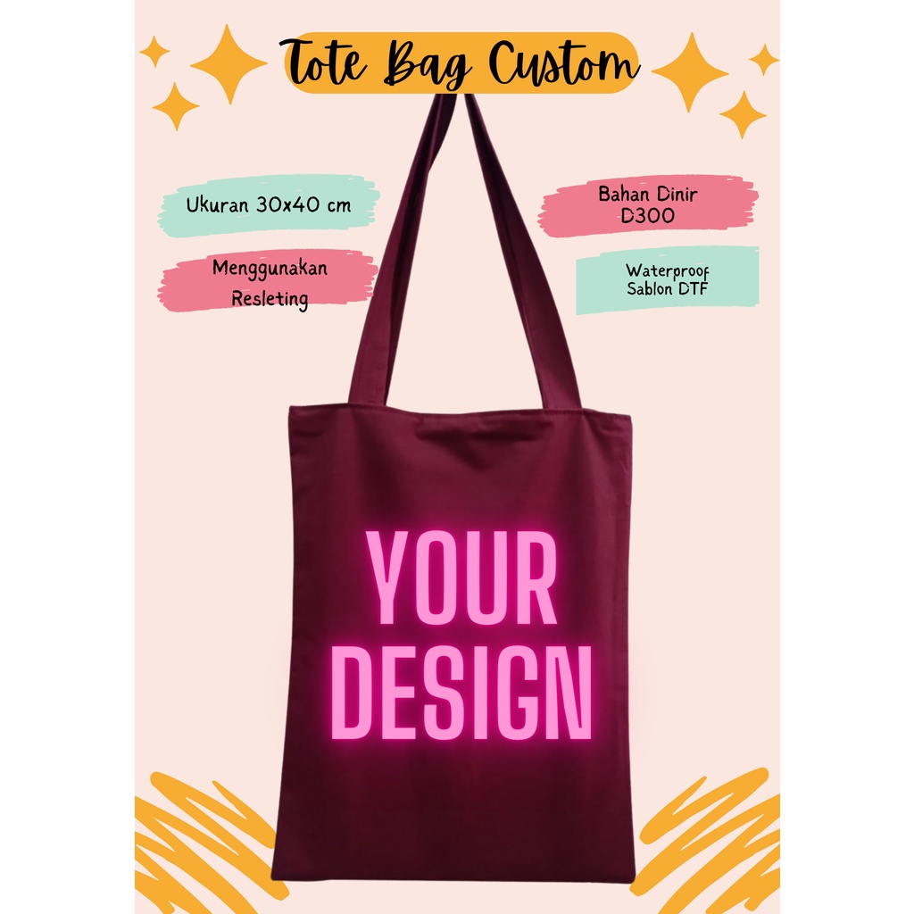 Tote Bag Waterproof Laptop Custom DTF + Resleting
