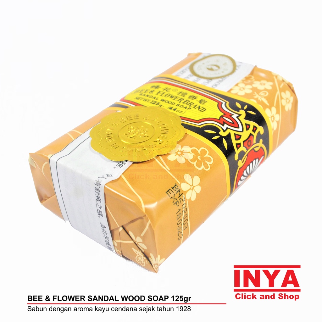 BEE &amp; FLOWER BRAND SANDAL WOOD SOAP 125gr CAP TAWON BOX isi 4 SABUN BATANG IMPORT