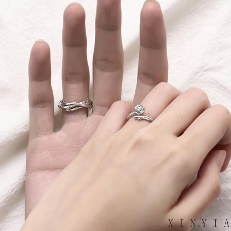 【COD】Cincin Model Terbuka Dapat Disesuaikan Desain Duri Mawar Gaya Vintage Untuk Pria Dan Wanita