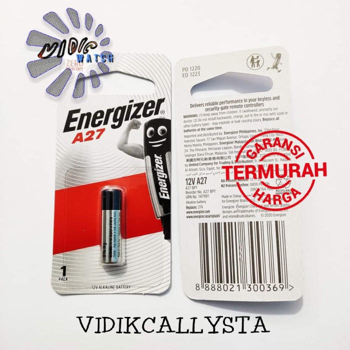 Asli Battery Batrei Baterai Energizer 27A A27 A 27 12V Original