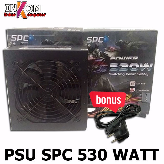 Power Supply PC Gaming PSU 530watt Merk SPC BONUS KABEL POWER