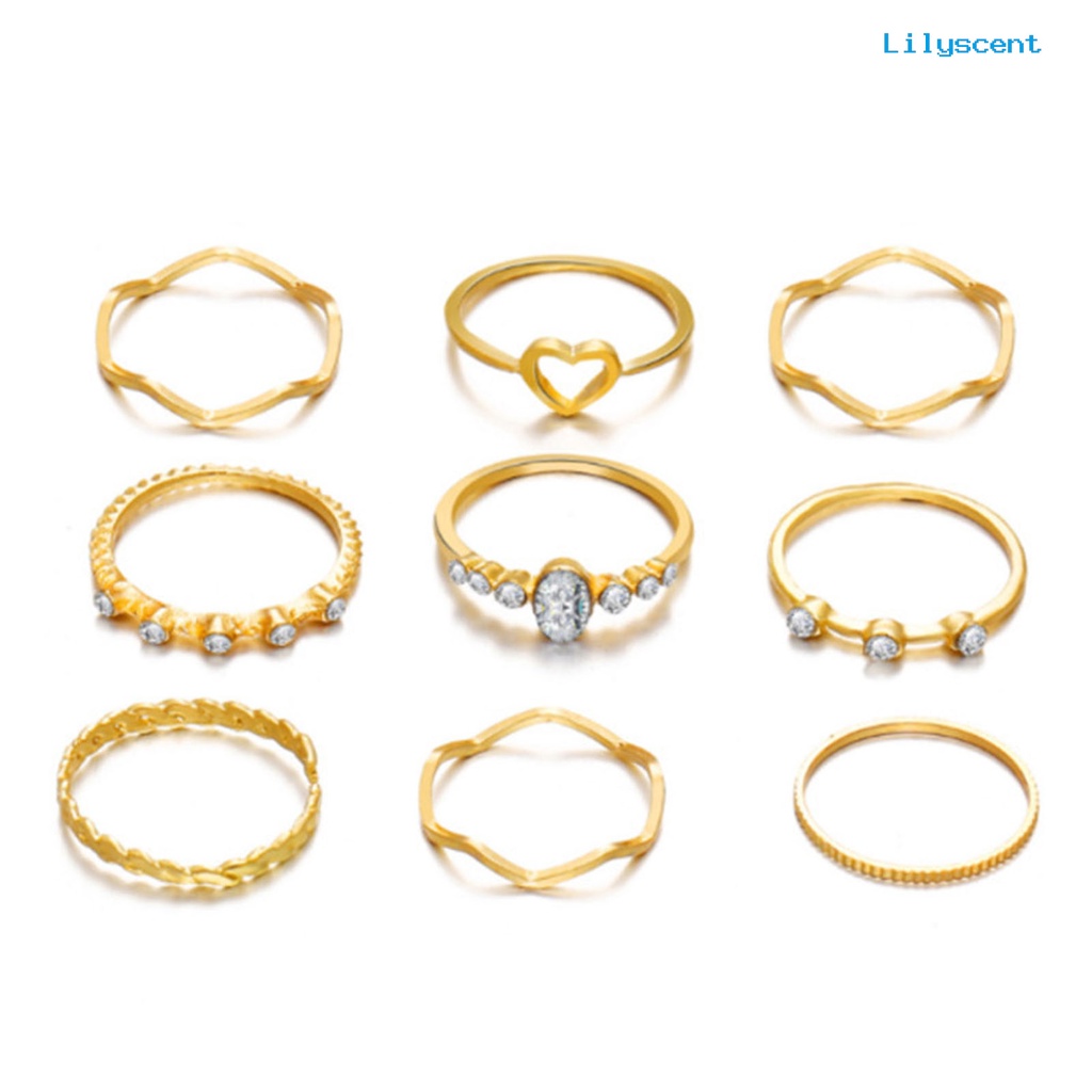 9 Pcs / Set Cincin Jari Gaya Vintage Untuk Hadiah Wanita