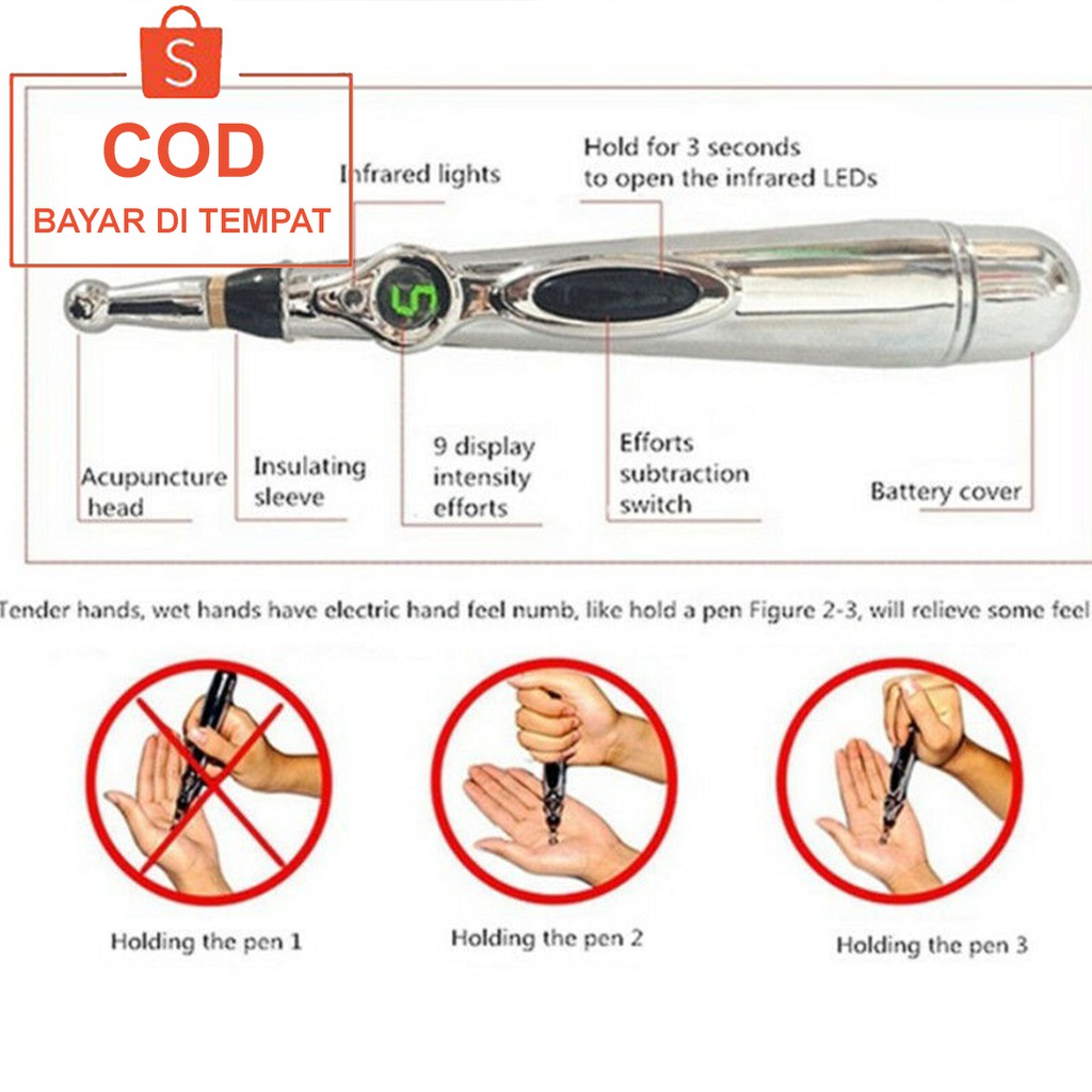 ✅COD Pena Akupuntur Meridian Massager Massage Energy Pen W-912 Peralatan Terapi Pijat Refleksi Getar Elektrik Perawatan Kesehatan Dan Kecantikan Wajah Tubuh Punggung Kaki Original