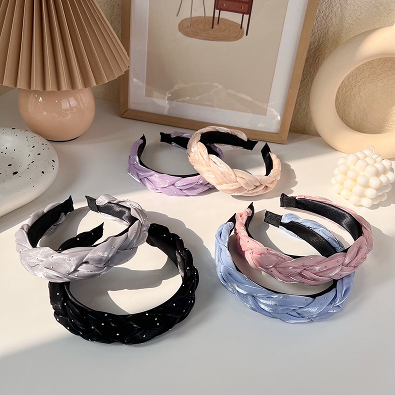 BANDO KAIN KEPANG MANIK WARNA SOFT POLOS BANDANA MEWAH PESTA BRAID HEADBAND KOREAN STYLE BENDO ANAK AKSESORIS RAMBUT KOREA HAIR BAND ACCESSORIES