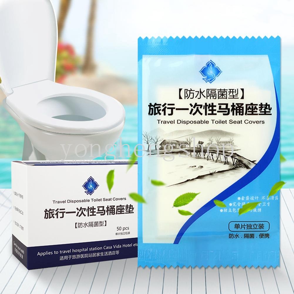 50pcs / set Cover Dudukan Toilet Sekali Pakai Portable Higienis Anti Bakteri Untuk Travel / Outdoor