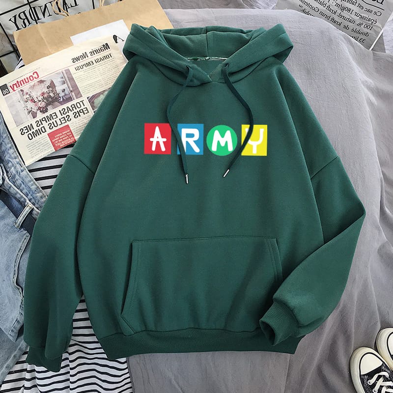 BTS ARMY BLOCK Sweater Hoodie II Jumper hoodie BTS ARMY BLOCK II SIZE M-XL ( Pria &amp; Wanita )