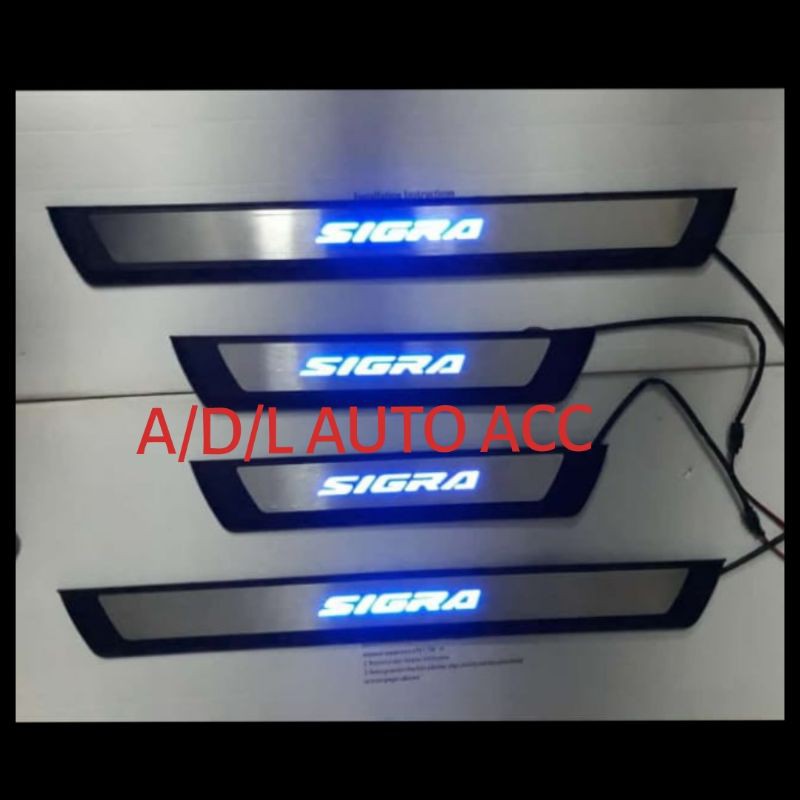 SILL PLATE sillplate SAMPING PINTU DAIHATSU SIGRA LAMPU LED BIRU STENLIS hitam plastik