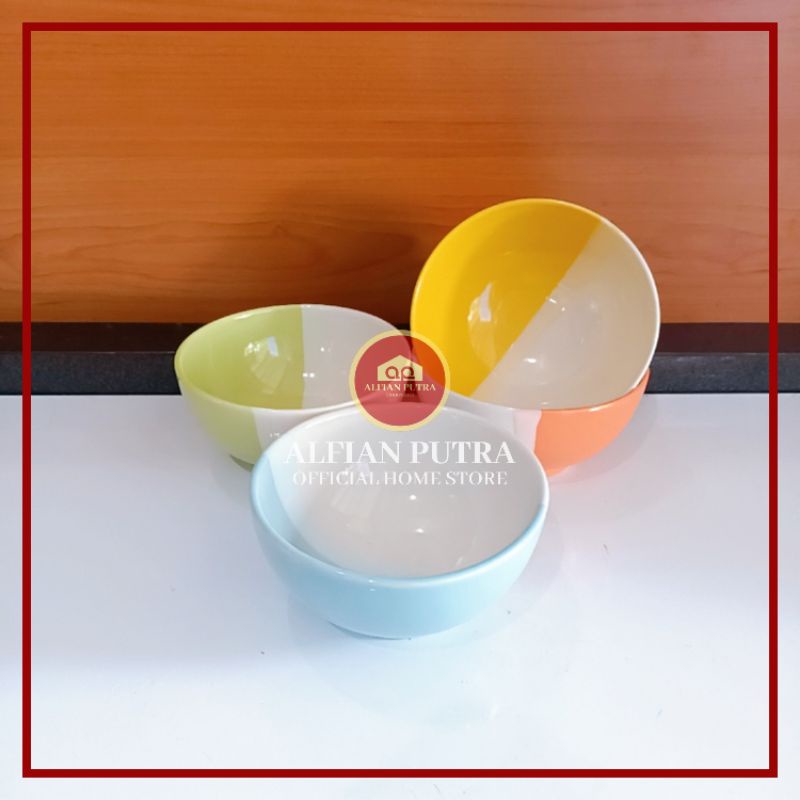 MANGKOK SOUVENIR TWOTONE KAIBON - MANGKOK RAMEN KERAMIK DUA WARNA - MANGKUK SOVENIR LUSINAN TERMURAH