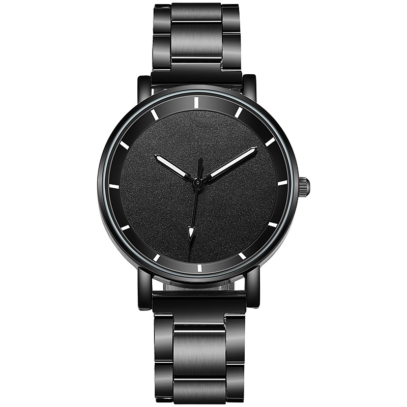 Jam Tangan Rantai Hitam Untuk Wanita Dan Pria Analog Quartz Fashion Import-44-6 Hitam