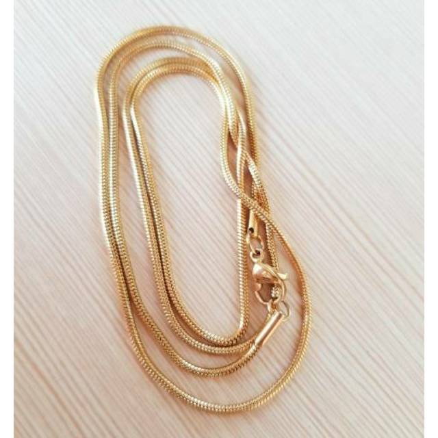 Kalung belut polos TITANIUM GOLD  bulat 35cm / 45cm / 50cm / 60cm 75cm kalung belut bulat titanium Gold Antikarat