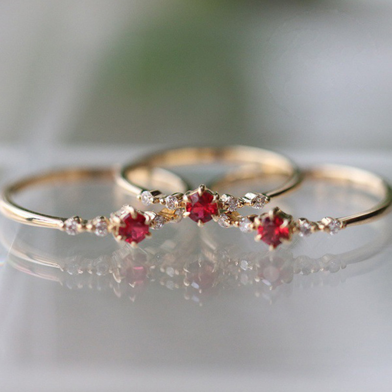 Cincin Ruby Emas 18k Gaya Elegan