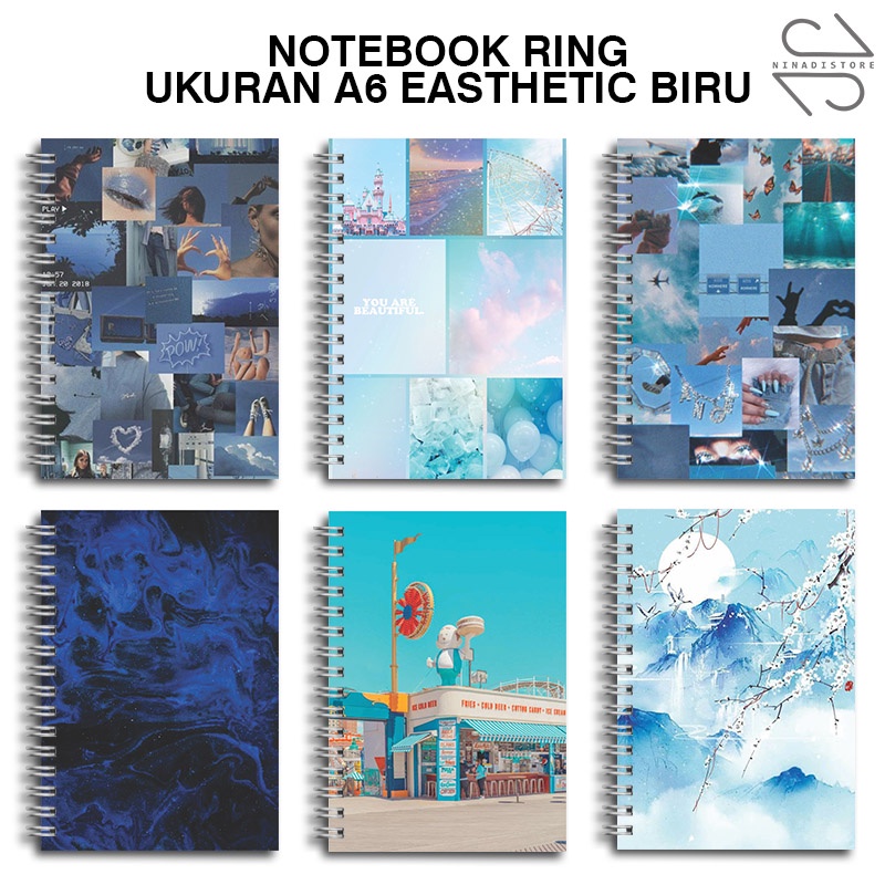 

Buku Tulis Catatan buku notebook buku diary Notebook Ring Spiral A6 60 Lembar koleksi gambar depan easthetic blue/biru part 1