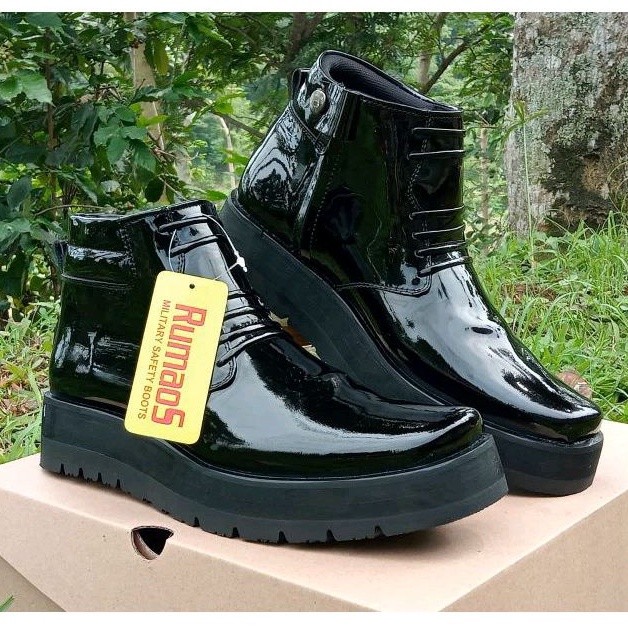 TERBARU-sepatu PDH/DINAS/KANTORAN TNI POLRI SECURITY SATPAM kulit sapi asli sol tebal