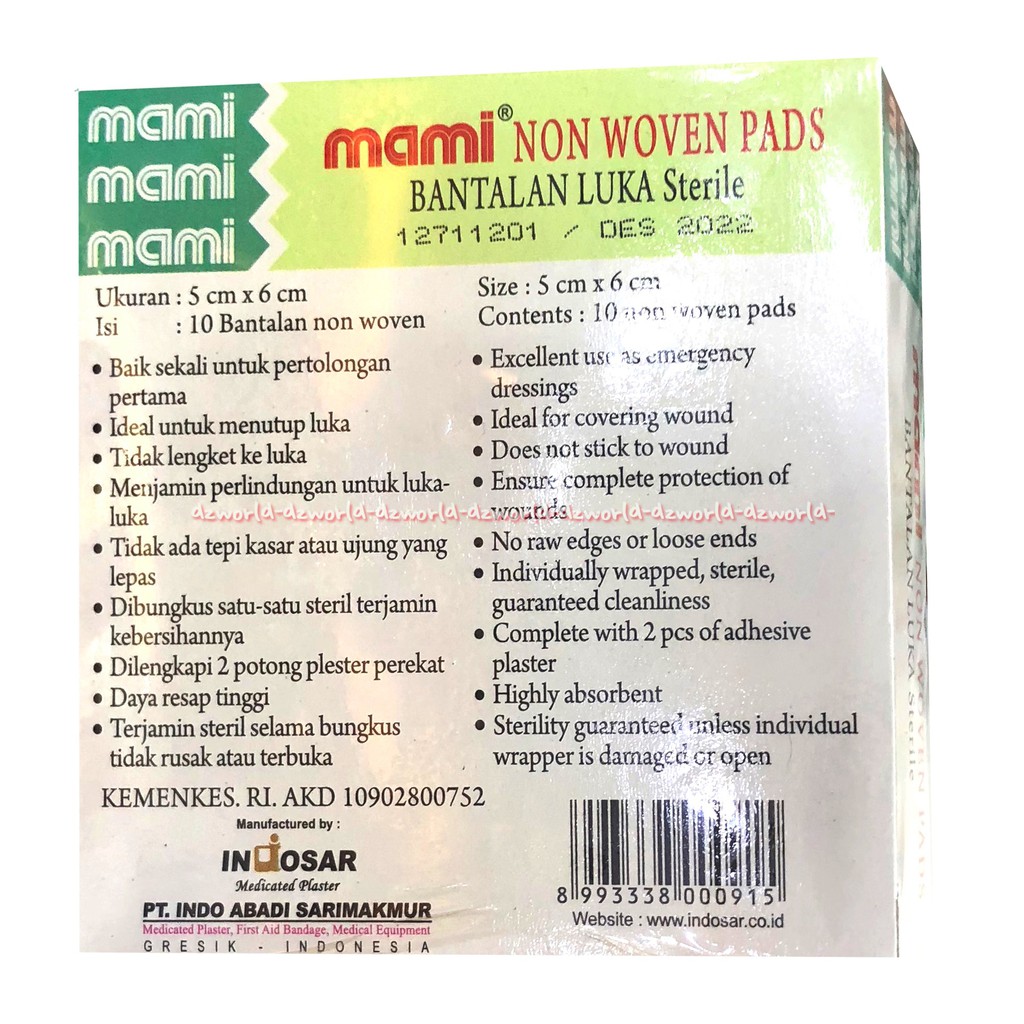 Mami Non Woven Pads Bantalan Luka Sterile 5x6 cm Tidak Melekat Pada Luka