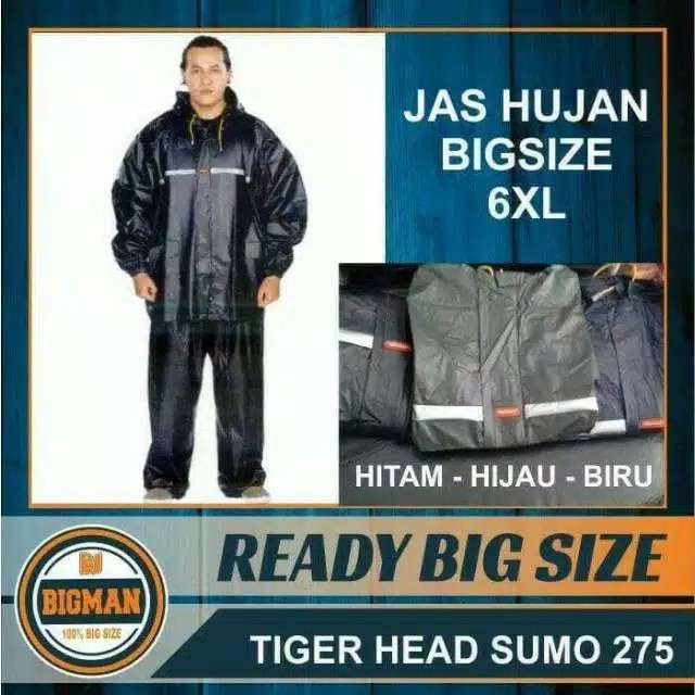 Jas Hujan Jaket Celana Super Besar / Jas Hujan Jumbo / Jas Hujan Extra Large SUMO Tiger XXXXXXL