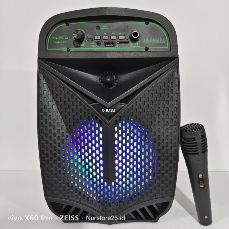 Speaker Bluetooth FLECO F-6606LED 6,5 Inch Bonus Microphone Kabel Karaoke Dan Remot Control /Salon A