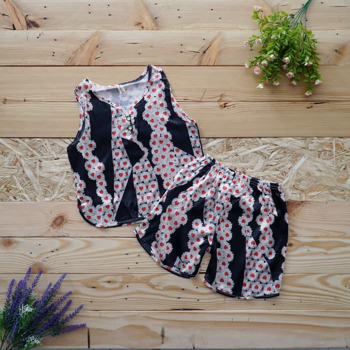 Sangat Murah Piyama Baju Tidur Anak Tanpa Lengan Celana Pendek Satin Import - Size 11, Merah