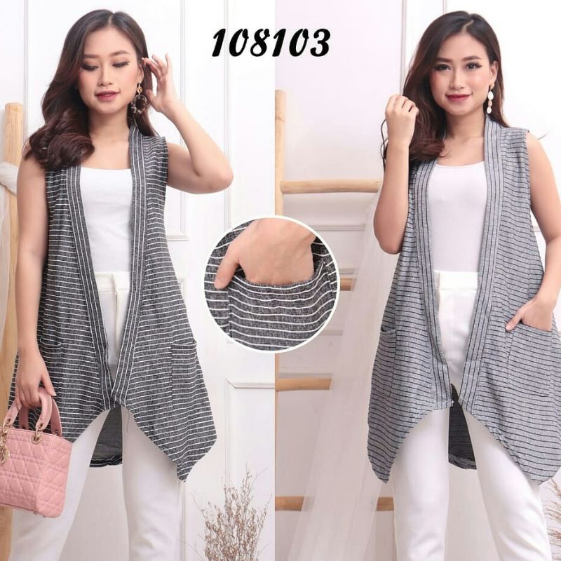 Cardigan Outer Tanpa Lengan Outerwear Cardy Rompi Wanita