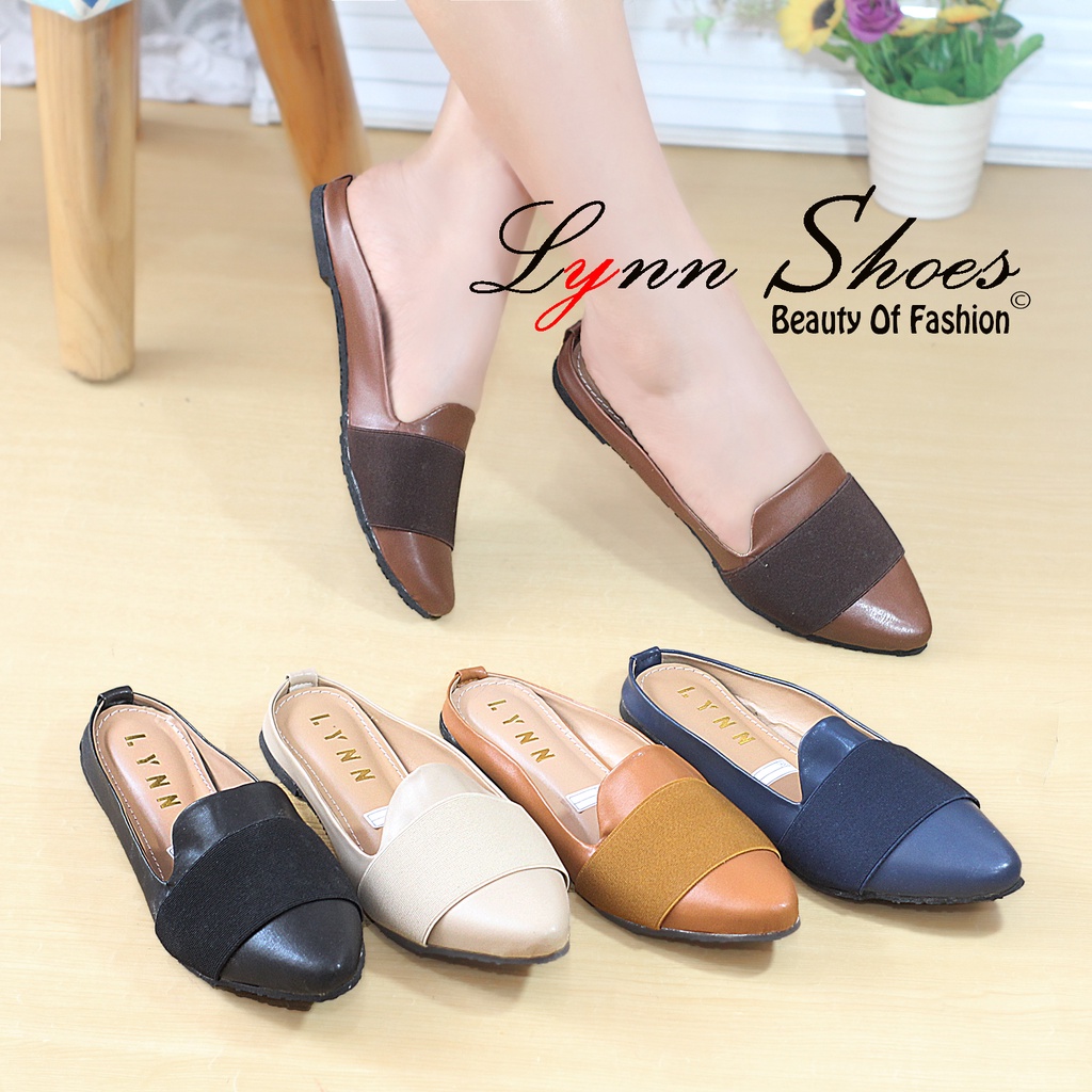 Lynn Flat Shoes Selop Wanita Sol Karet FT20U - Biru / Coklat / Coklat Muda / Cream / Hitam