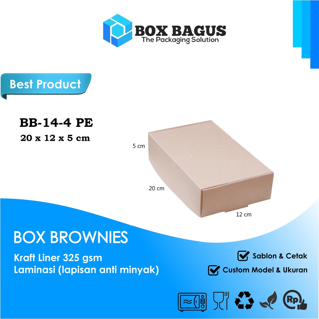 BOX DUS 20x12x5 KRAFT 325 GSM LAMINASI - KOTAK HAMPERS KUE BROWNIES ROTI BOLEN SNACK