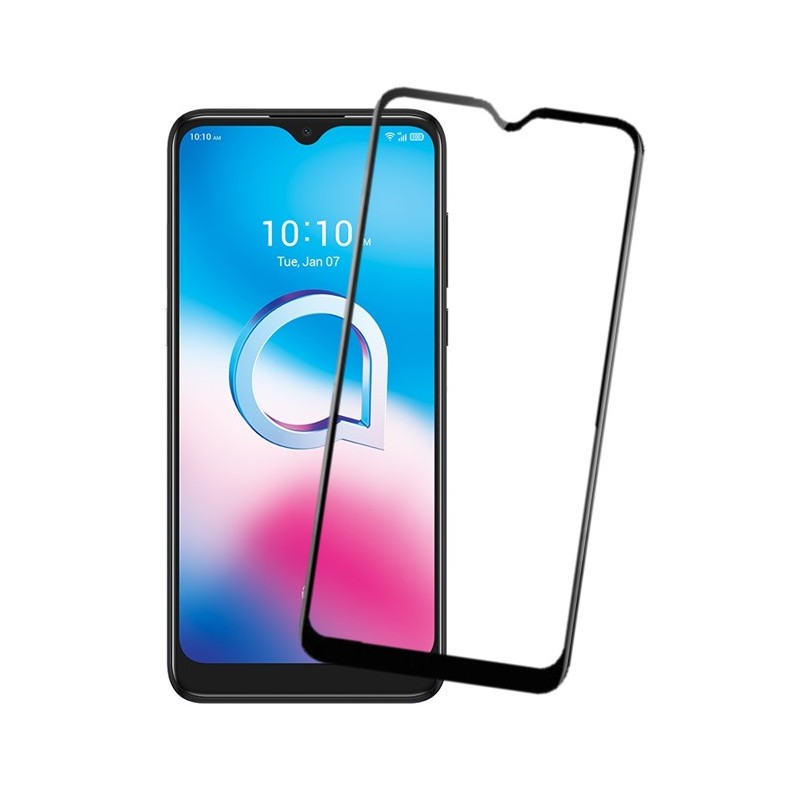 Tempered Glass 5D 9D ForALCATEL 1S | ALCATEL 1V | ALCATEL 3L Full Lem Full Layar Kaca - BLACK + Free