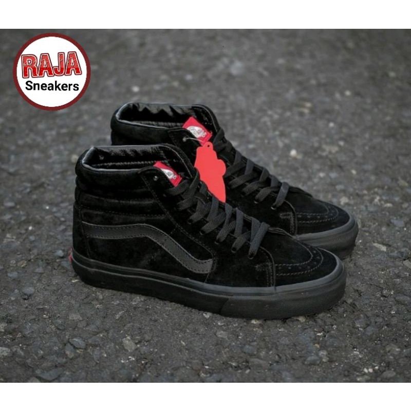 SEPATU WOLF X VANS AUTHENTIC FULL BLACK HITAM POLOS WHITE PUTIH OLDSKOOL ERA SK8-Hi Slipon Checkerboard