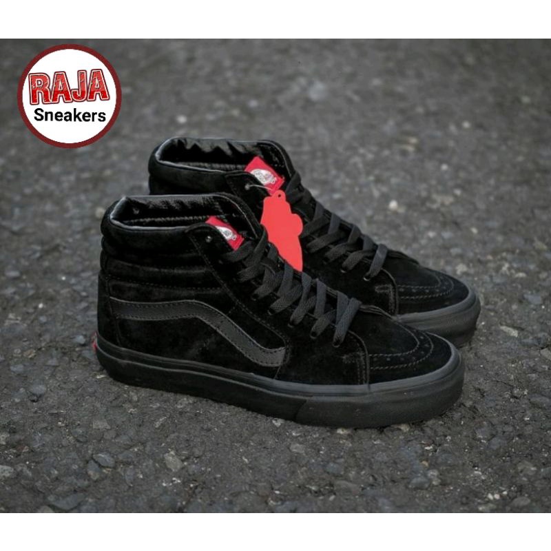 TERMURAH Siap Kirim Sepatu Vans Sk8-Hi Full Black Sket Sekolah Olahraga Santai