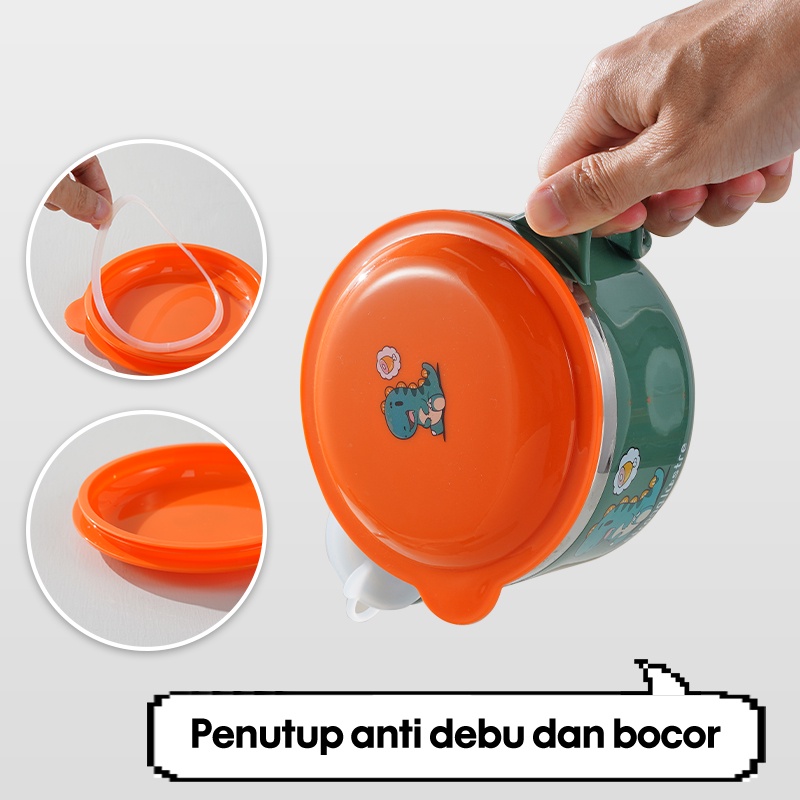 Letyeah &amp; Kaizenliving kotak mangkuk makan Bayi Anti Panas/Peralatan Makan Mangkuk Mie Stainless baby safe