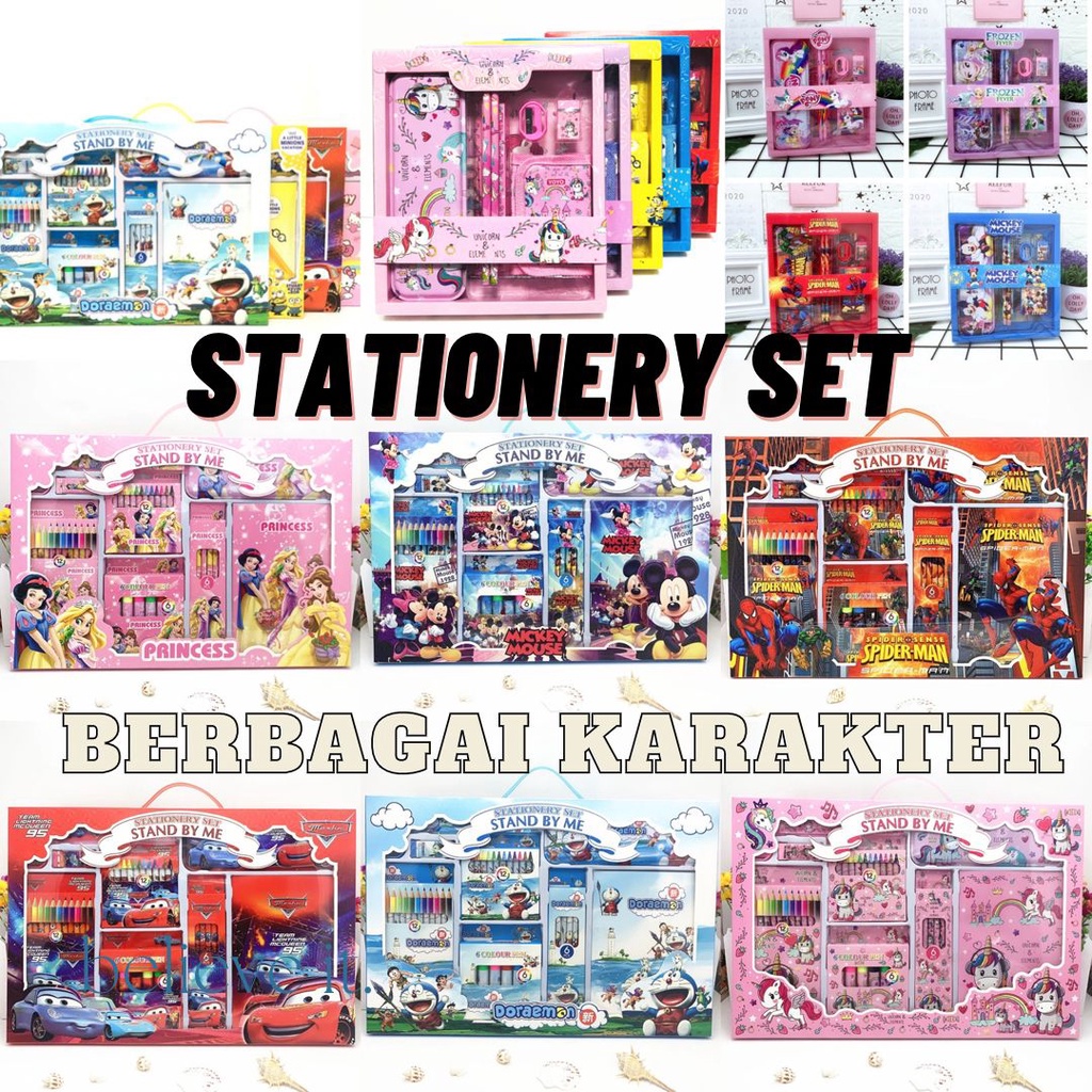

AT Paket Alat Tulis Anak Stationery Set Sekolah Karakter Spiderman Frozen Unicorn Mcqueen Cars